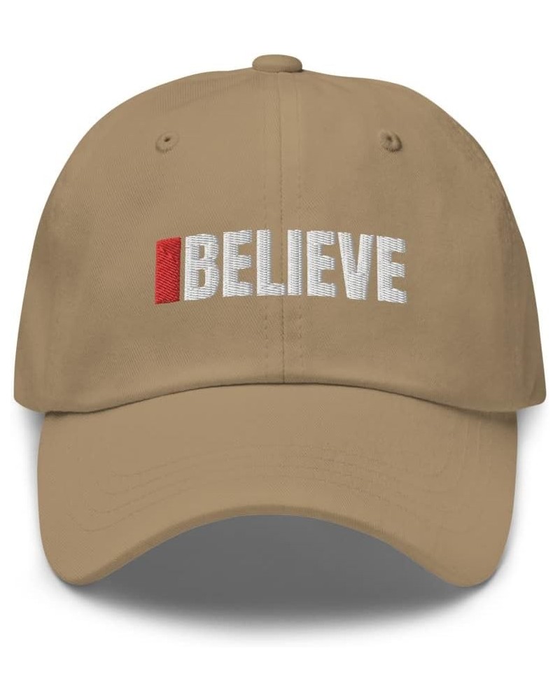 Believe with Red Line Mark Trendy Dad Cap for Men Dad Cap for Women - Christian Faith Based Funny Dad Hat Baseball Cap Hat Kh...