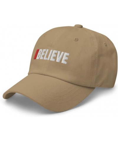 Believe with Red Line Mark Trendy Dad Cap for Men Dad Cap for Women - Christian Faith Based Funny Dad Hat Baseball Cap Hat Kh...