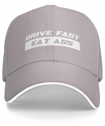 Drive Fast Eat Ass Trucker Hat Adjustable Classic Baseball Black Men Women Sandwitch Headwear Gray $11.31 Baseball Caps