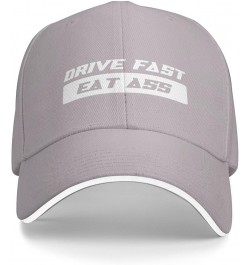 Drive Fast Eat Ass Trucker Hat Adjustable Classic Baseball Black Men Women Sandwitch Headwear Gray $11.31 Baseball Caps