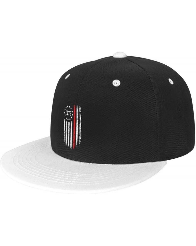 Thin Red Line 1776 Flag Baseball Cap for Men Women Snapback Hat Adjustable Flat Bill Hats White $10.63 Baseball Caps