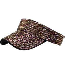 Rhinestones Sport Sun Visor Adjustable Velcro Backing Shiny Summer Cap Visor Caps for Women Men Gold $7.52 Visors