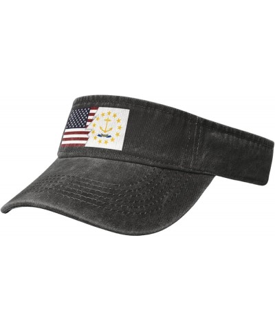 Ripped Style American and Flag of Rhode Island Sun Visor Hats for Women Men Sun Hat Vintage Golf Hat Adjustable Baseball Cap ...