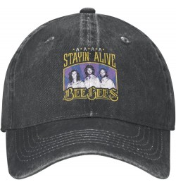 Bee Music Gees Hat Cap Distressed Denim Vintage Washed Trucker Hat Women Men Adjustable Classic Black Black $10.59 Baseball Caps