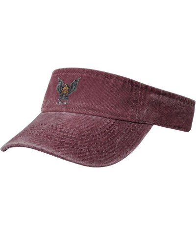 Flying Skulls Sun Visor Hats for Women Men Sun Hat Cotton Golf Hat Vintage Baseball Cap Red $11.08 Visors