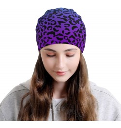 Color Gradient Leopard Stripes Knit Beanie Hat for Unisex Adults, Slouchy Knit Winter Hats, Soft Warm Skiing Cap, Knitted Hat...