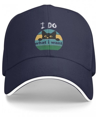 Men Women Baseball Caps I Do What I Want cat Lover Classic Dad Hat Adjustable Casquette Cap Navy Blue $9.90 Baseball Caps