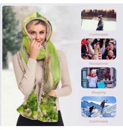 Women Winter Warm Hoodie Hat Scarf Gloves Pocket Warm Hat Rabbits Long Scarf Wraps(227be1e) $15.75 Scarves