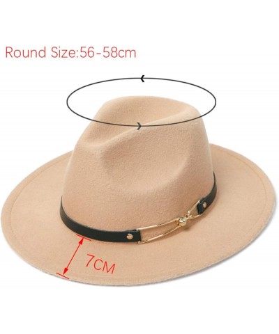 Women's Woolen Wide Brim Felt Fedora Trendy Panama Hat Unisex Floppy Wool Jazz Hat for Cold Weather Blue $16.52 Fedoras