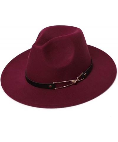 Women's Woolen Wide Brim Felt Fedora Trendy Panama Hat Unisex Floppy Wool Jazz Hat for Cold Weather Blue $16.52 Fedoras