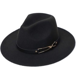 Women's Woolen Wide Brim Felt Fedora Trendy Panama Hat Unisex Floppy Wool Jazz Hat for Cold Weather Blue $16.52 Fedoras