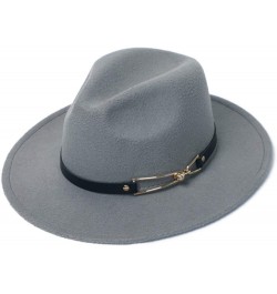 Women's Woolen Wide Brim Felt Fedora Trendy Panama Hat Unisex Floppy Wool Jazz Hat for Cold Weather Blue $16.52 Fedoras