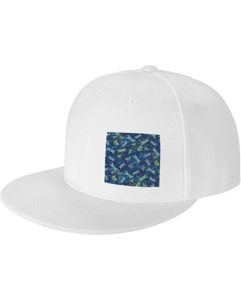 Dragonfly Classic Snapback Hat, Unisex Baseball Cap Flat Bill Brim, Stylish/Adjustable Size White $11.62 Baseball Caps