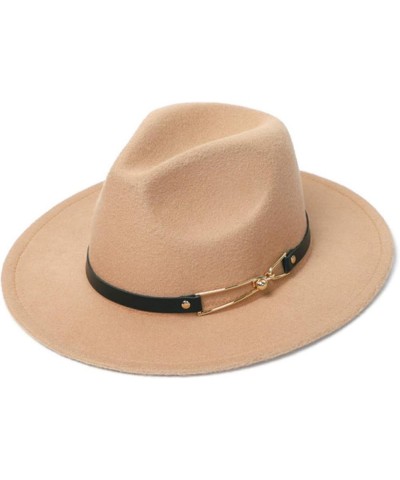 Women's Woolen Wide Brim Felt Fedora Trendy Panama Hat Unisex Floppy Wool Jazz Hat for Cold Weather Blue $16.52 Fedoras