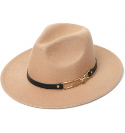 Women's Woolen Wide Brim Felt Fedora Trendy Panama Hat Unisex Floppy Wool Jazz Hat for Cold Weather Blue $16.52 Fedoras