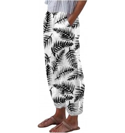 Women Summer Fashion Striped Print Button Casual Versatile Loose Nine Point Pants Travel Clothes for Women Black-1 $13.19 Sku...