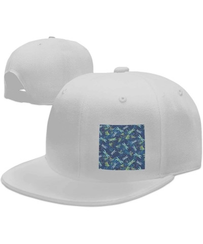 Dragonfly Classic Snapback Hat, Unisex Baseball Cap Flat Bill Brim, Stylish/Adjustable Size White $11.62 Baseball Caps