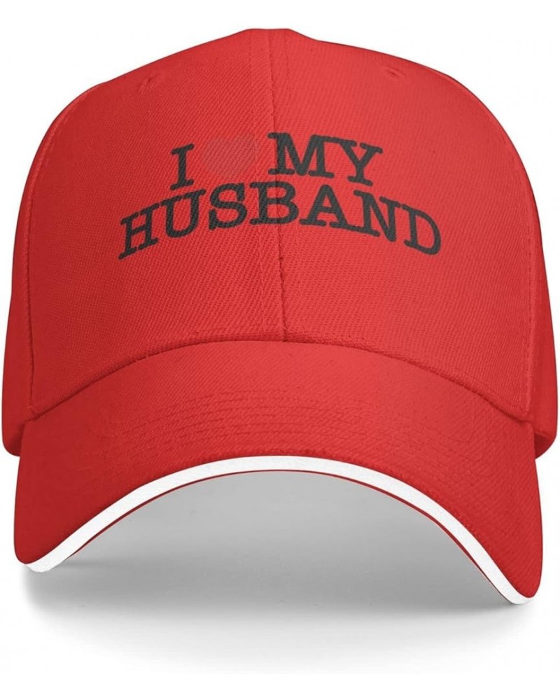 I Heart My Husband I Love My Husband Baseball Cap Women Cowboy Hat Trucker Hat Men Dad Hat Snapback Hat Black Red $11.70 Base...