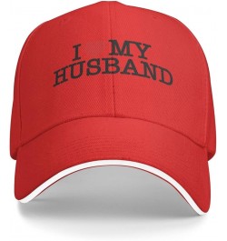 I Heart My Husband I Love My Husband Baseball Cap Women Cowboy Hat Trucker Hat Men Dad Hat Snapback Hat Black Red $11.70 Base...