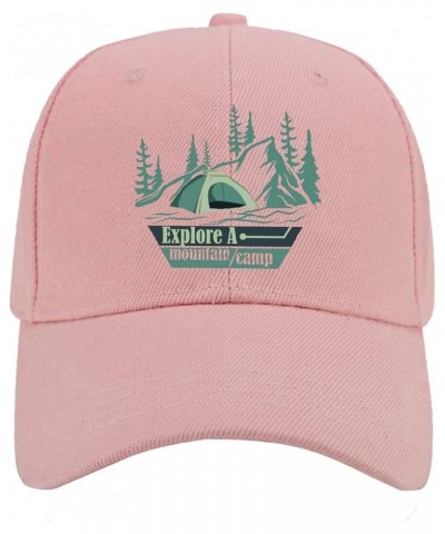 Baseball Caps Explore A Mountain Camp Trucker Caps for Men Cool Cotton Snapbacks for Gift Pink $13.08 Baseball Caps