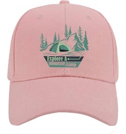 Baseball Caps Explore A Mountain Camp Trucker Caps for Men Cool Cotton Snapbacks for Gift Pink $13.08 Baseball Caps