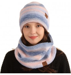 Mens Winter ????eanie Hats Scarf Set Warm Knit Hats ????kull Cap Neck Warmer for Men Women E $11.51 Scarves