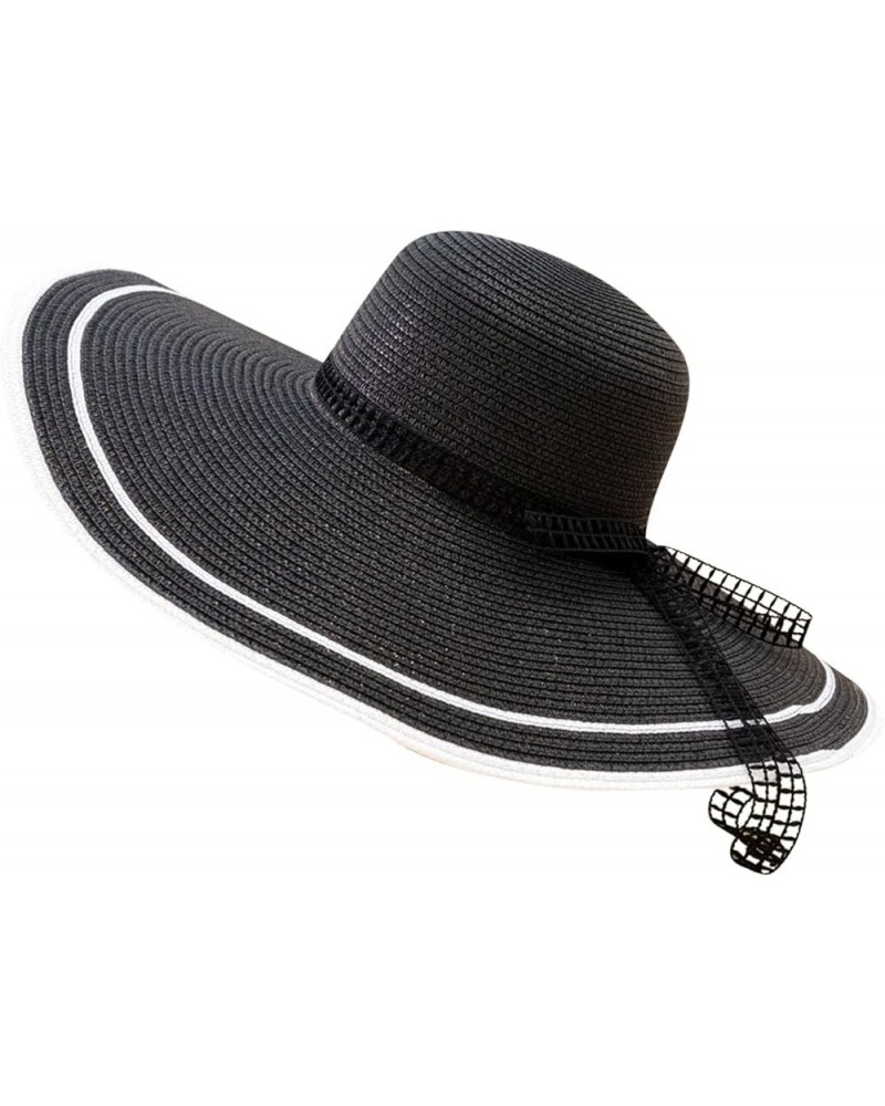 Beach Sun Visor Sun Hats for Big Heads Women Foldable Wide Brim Floppy Straw Sun Hat Women Floppy Sun Hat Zzz-zb-black $10.43...