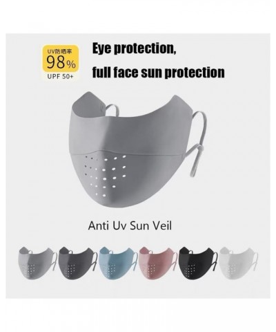 UPF50+ Ice Silk Non-marking Sunscreen Face Shield Mask with Ventilation Holes, Sun Protection Vent Mask, Face Cover Blue $8.9...