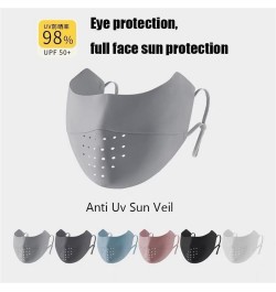 UPF50+ Ice Silk Non-marking Sunscreen Face Shield Mask with Ventilation Holes, Sun Protection Vent Mask, Face Cover Blue $8.9...