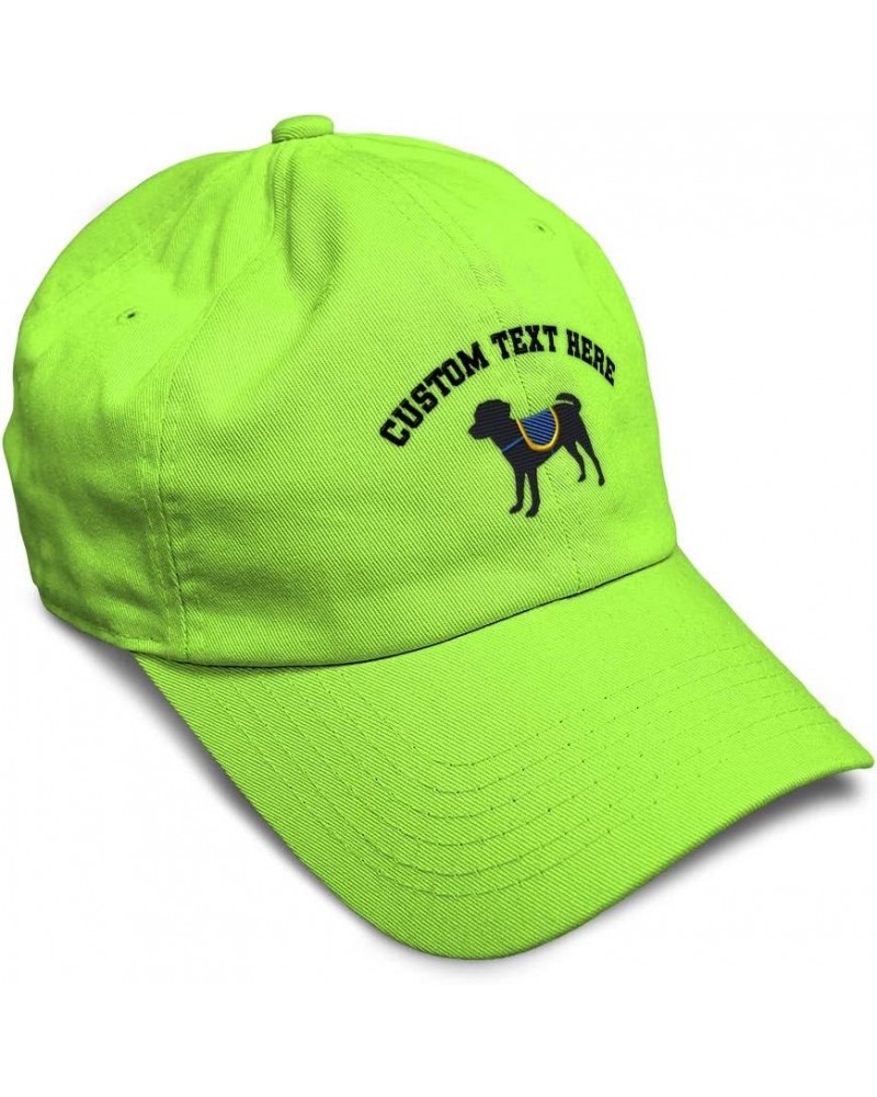 Custom Soft Baseball Cap Service Dog Embroidery Dogs Twill Cotton Giraffe Dad Hats for Men & Women Lime Personalized Text Her...