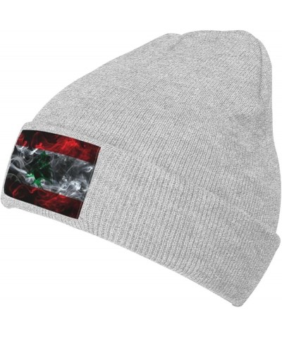 Smoke Style Flag of Lebanon Beanie Hat for Men Women Soft Cozy Skull Cap Winter Warm Knit Hats Gray $10.92 Skullies & Beanies