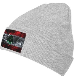 Smoke Style Flag of Lebanon Beanie Hat for Men Women Soft Cozy Skull Cap Winter Warm Knit Hats Gray $10.92 Skullies & Beanies