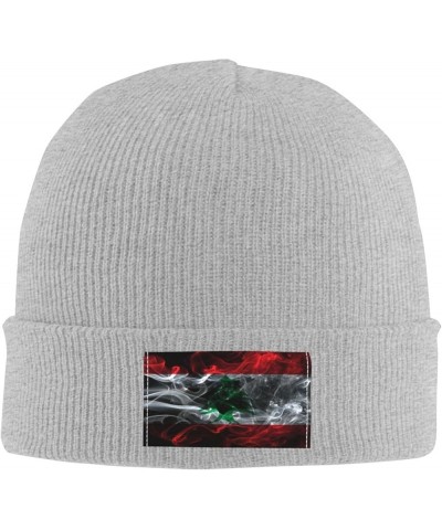 Smoke Style Flag of Lebanon Beanie Hat for Men Women Soft Cozy Skull Cap Winter Warm Knit Hats Gray $10.92 Skullies & Beanies