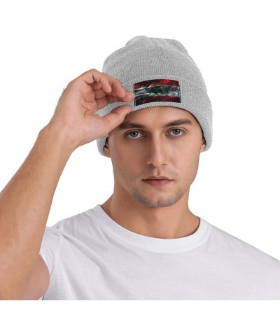 Smoke Style Flag of Lebanon Beanie Hat for Men Women Soft Cozy Skull Cap Winter Warm Knit Hats Gray $10.92 Skullies & Beanies