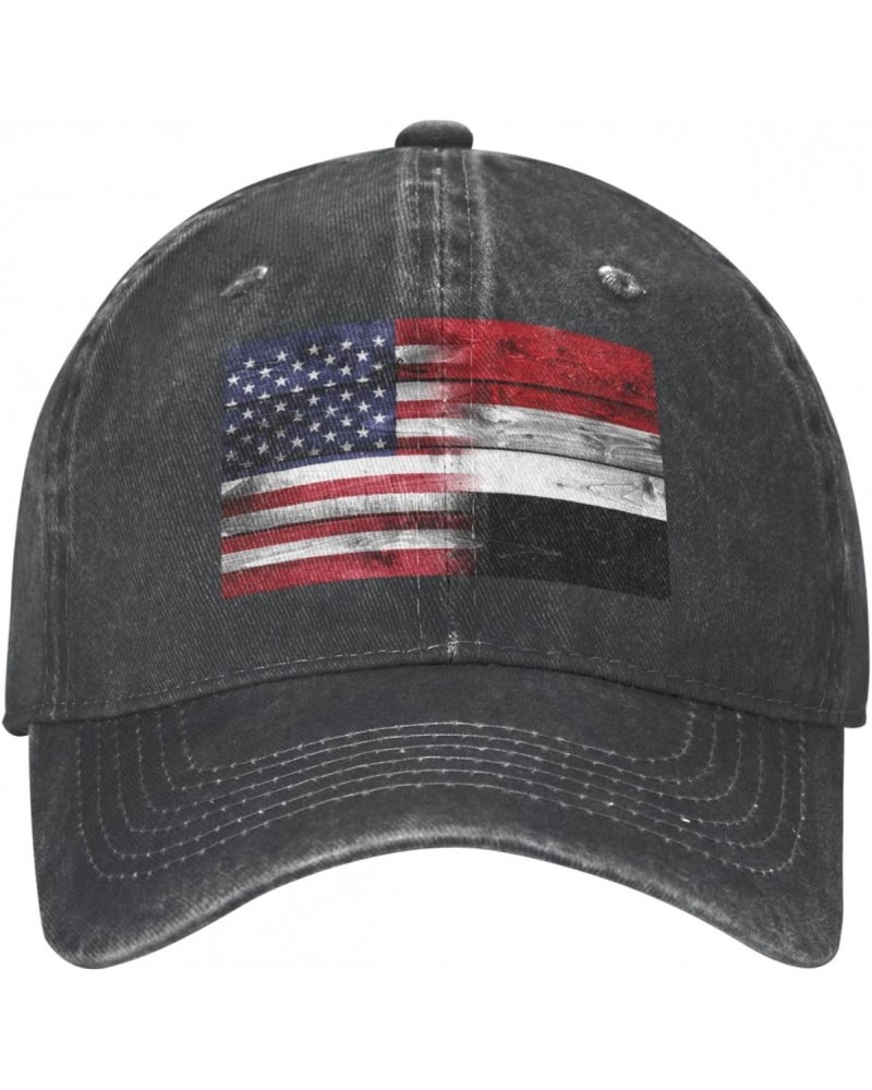 Baseball Cap US Yemen America Flag Washed Denim Adjustable Fashion Unique Hat for Men Women $14.17 Baseball Caps