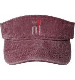 Thin Red Line Axe USA Flag Sun Visor Hats for Women Men Sun Hat Cotton Golf Hat Vintage Baseball Cap Red $12.32 Sun Hats