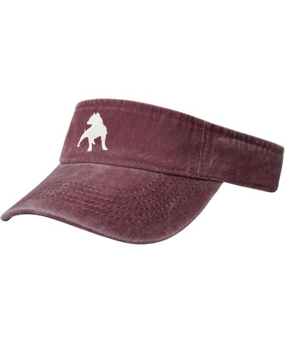 Pitbulls Pride Men's and Women' Sport Sun Visor Hats Adjustable Empty Top Baseball Cap Denim Cap Black Red $11.60 Sun Hats