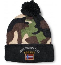 Pom Pom Beanies for Women Norway Flag Embroidery Skull Cap Flags Winter Hats for Men Acrylic 1 Size Camo Personalized Text He...