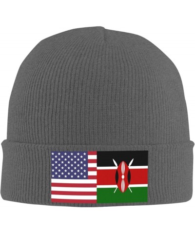 America Kenya Friendship Flag Cozy Knitted Hat for Winter - Warm Comfort Black Deep Heather $10.62 Skullies & Beanies