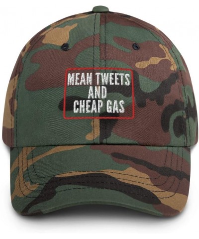 Mean Tweets and Cheap Gas Cap (Embroidered Dad Hat) 2024 Pro Trump Green Camo $17.06 Baseball Caps