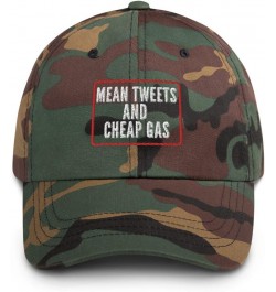 Mean Tweets and Cheap Gas Cap (Embroidered Dad Hat) 2024 Pro Trump Green Camo $17.06 Baseball Caps