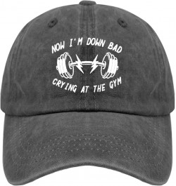 Funny hat Now I'm Down Bad Crying at The Gym Humorous Gifts Hat for Womens Baseball Cap Trendy Washed Dad Hats Cotton Pigment...