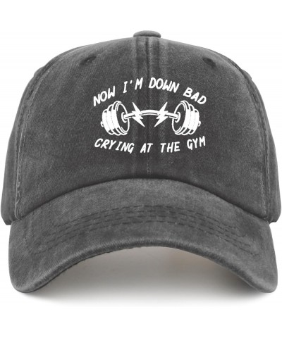 Funny hat Now I'm Down Bad Crying at The Gym Humorous Gifts Hat for Womens Baseball Cap Trendy Washed Dad Hats Cotton Pigment...