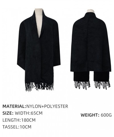 Blanket Scarf Warm, Shawl Wrap Open Front Blended Jacquard Reversible Woman Scarf Elegant Blue $27.72 Scarves