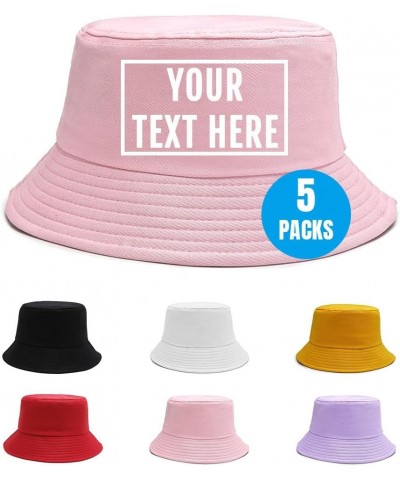 5 Pack Custom Bucket Hats for Women Men Personalized Text Name Fishing Cap Design Your Own Summer Sun Beach Hat Pink $27.08 B...