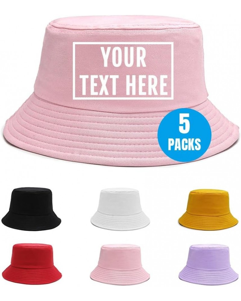 5 Pack Custom Bucket Hats for Women Men Personalized Text Name Fishing Cap Design Your Own Summer Sun Beach Hat Pink $27.08 B...