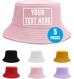 5 Pack Custom Bucket Hats for Women Men Personalized Text Name Fishing Cap Design Your Own Summer Sun Beach Hat Pink $27.08 B...