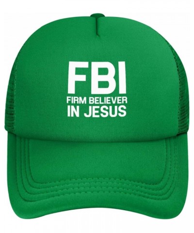 FBI Firm Believer in Jesus Unisex Baseball Hat Original Mesh Trucker Cap Adjustable Green $10.27 Baseball Caps