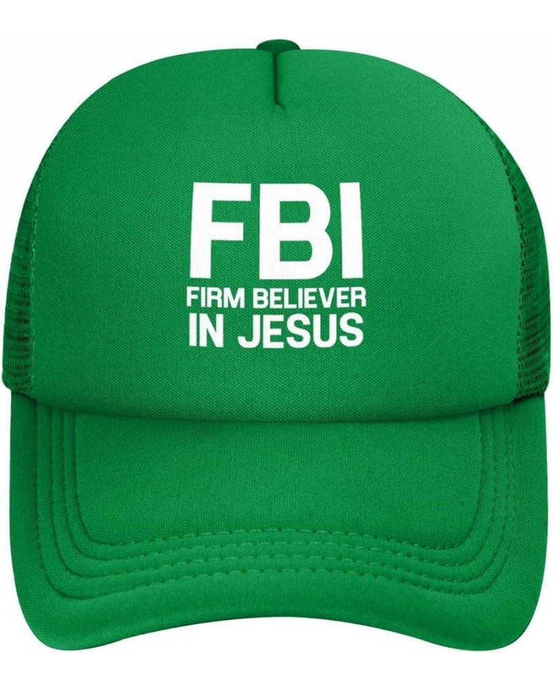 FBI Firm Believer in Jesus Unisex Baseball Hat Original Mesh Trucker Cap Adjustable Green $10.27 Baseball Caps