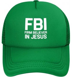 FBI Firm Believer in Jesus Unisex Baseball Hat Original Mesh Trucker Cap Adjustable Green $10.27 Baseball Caps